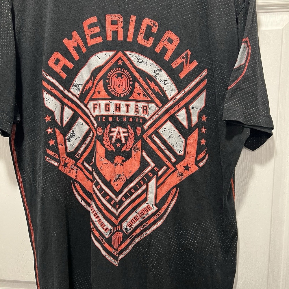 American Fighter Mens 2XL Training T Shirt UFC MMA Gym Workout Grey White Red